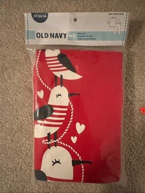 Old Navy Red Girls Pajama Set with White and Black Bird Print